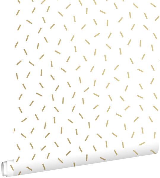 ESTAhome Tapete grafisches Motiv Weiß und Gold - 0,53 x 10,05 m - 139127