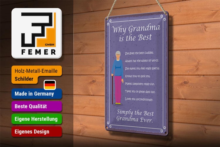 Blechschild Spruch 20x30cm why Grandma is the best Oma