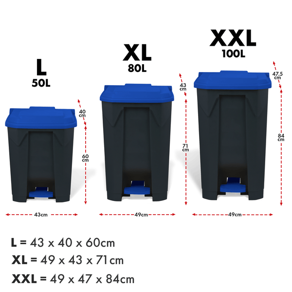 FLOORDIREKT Mülleimer Olaf Step-On Abfalleimer Tretmülleimer Universal Blau 80 Liter