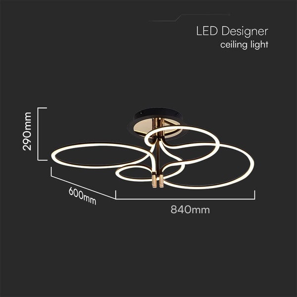 LED-Designer-Deckenleuchte mit den Maßen 290 mm Höhe, 600 mm und 840 mm Breite