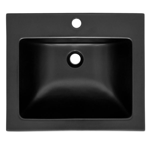 ML-Design Waschbecken aus Keramik in Schwarz matt 52,5x21x45 cm mit Ablaufgarnitur, Eckige Einbauwaschbecken mit Hahnloch und Überlauf, Aufsatzwaschbecken Einbauwaschtisch Waschschale Handwaschbecken