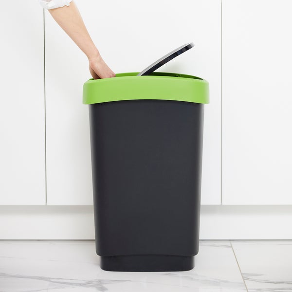 PROREGAL Klassischer Abfalleimer Für Innenbereich 50 Liter HxBxT 60 x 29,8 x 40 cm Kunststoff Schwarz-Grün