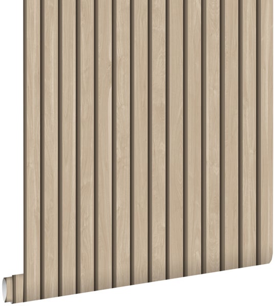 ESTAhome Tapete 3D Holzpaneele Beige - 0.53 x 10.05 m - 139607