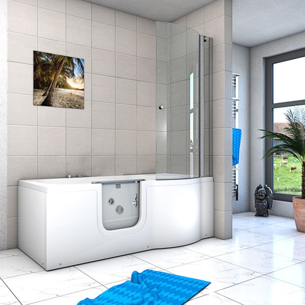 Seniorendusche  Wanne Whirlpool S12D-WP-L-EC 170x85 cm