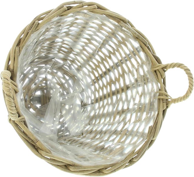 Dekoleidenschaft Pflanzkorb Spaltrattan Ø 35x25 cm groß, aus Rattan, rund, Blumentopf, Pflanzkübel, Pflanztopf für Draußen, Blumenkübel