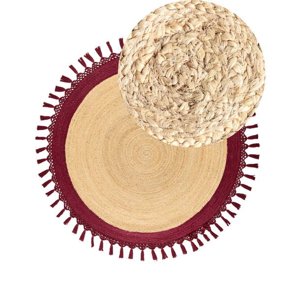 Teppich MARTS Dunkelrot ø 140 cm Jute