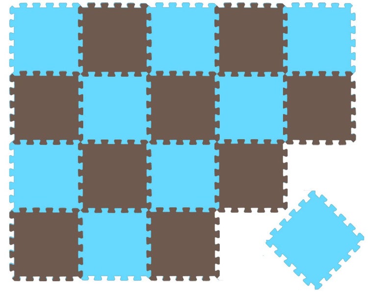 Set aus quadratischen Schaumstoff Puzzlematten mit Stecksystem