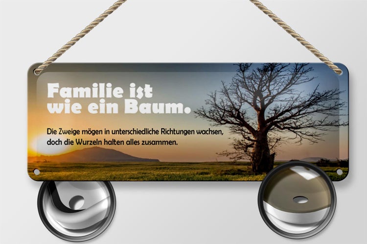 Blechschild Spruch 27x10cm Familie ist wie Baum die Zweige Dekoration
