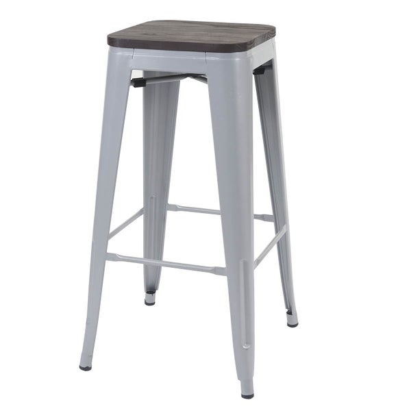 Barhocker mit Holzplatte und Metallgestell