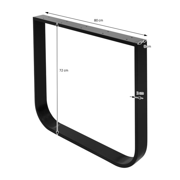 ML-Design 2 Stück Tischbeine 80xH72cm, Tischkufen O-Form, aus Stahl pulverbeschichtet, Schwarz, Industriedesign, Kufengestell für Esstisch/Schreibtisch, Tischgestell, Metall Möbelfüße für DIY-Projekte