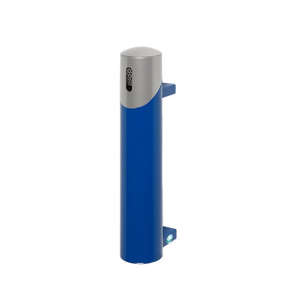 Akustisches Sprechrohr für Spielplätze aus Metall und Kunststoff in Blau und Silber.