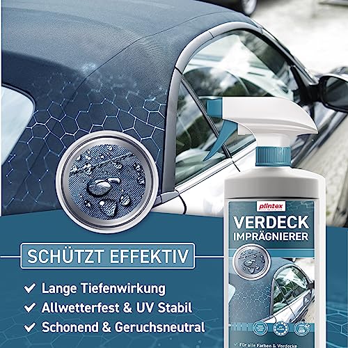 PLINTEX® 580ml Cabrio Verdeck Imprägnierung I Imprägnierspray für Textil- und Cabrio Stoffdach pflege I langanhaltende Versiegelung und PFC freier Verdeck Imprägnierer
