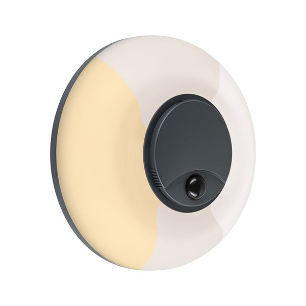 Runde LED-Deckenleuchte mit Bewegungsmelder und einstellbarer Farbtemperatur von warmweiß bis tageslichtweiß.