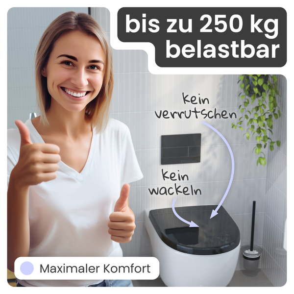 Standtoilette mit maximalem Komfort, belastbar bis zu 250 kg, kein Verrutschen, kein Wackeln
