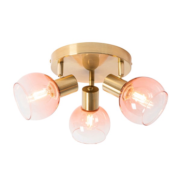 Deckenleuchte mit drei Leuchten aus Glas und Metall