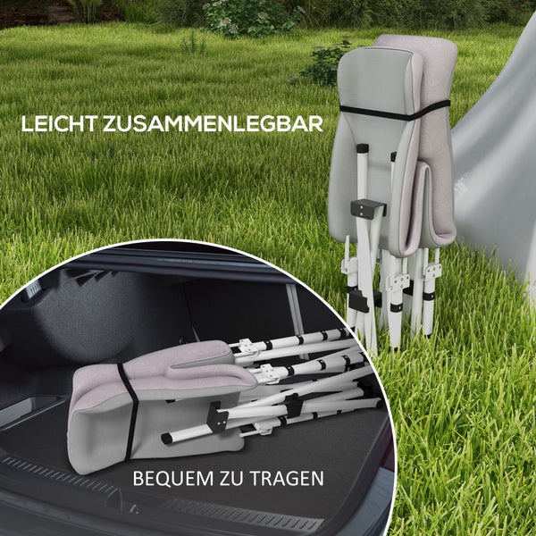 Outsunny Feldbett, Faltbares Campingbett mit Aufbewahrungstasche, Campingliege mit Tragetasche, bis 200 kg belastbar, Oxford, Grau, 200 x 65 x 42 cm
