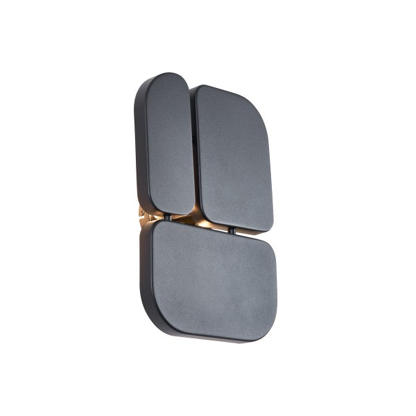 Moderne Wandleuchte mit drei abgerundeten, rechteckigen Elementen für Innenräume