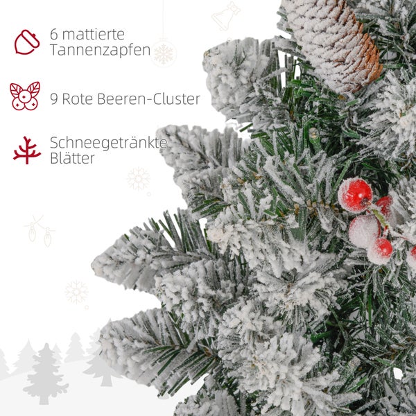 HOMCOM Tannenkranz Weihnachtskranz Türkranz Künstlicher Tannenkranz mit LED-Lichterkette, für Tür- und Hausdekoration, Weihnachten, Grün, Ø60 x 10 cm