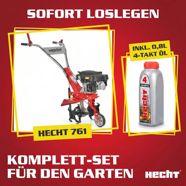 Hecht 761 Motorhacke im Set mit 0,8 Liter Viertaktöl