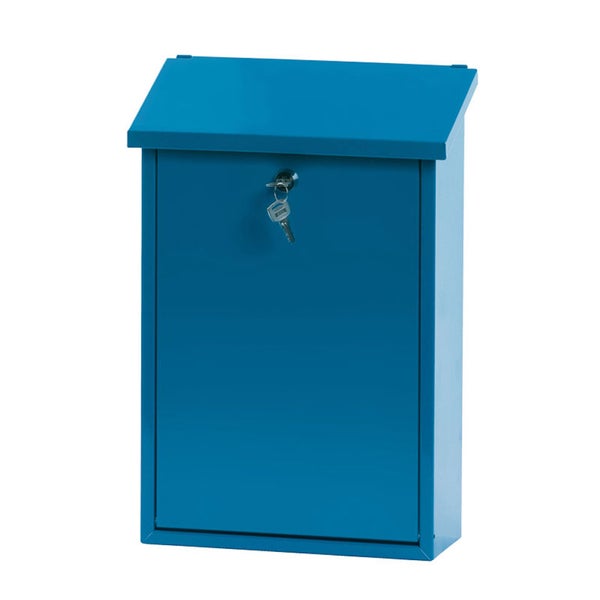 PROREGAL Wandbriefkasten Toledon Mit Schrägdach & Zylinderschloß HxBxT 40 x 27 x 12 cm Einwurföffnung 25 x 4 cm Blau