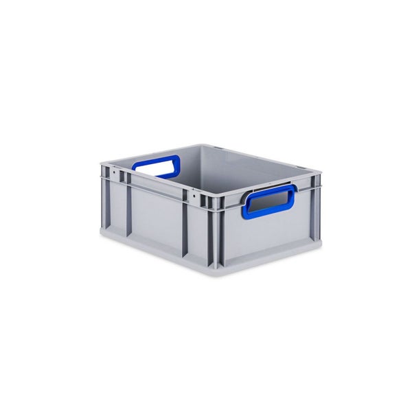 PROREGAL Spar Set 5x Eurobox Nextgen Color Mit Auflagedeckel & Schiebeschnappverschlüsse HxBxT 17 x 30 x 40 cm Griffe Blau Offen Glatter Boden