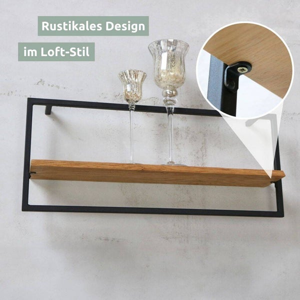 holz4home Wandregal Long in Schwarz Gerahmt von holz4home® Natur ohne Baumkante