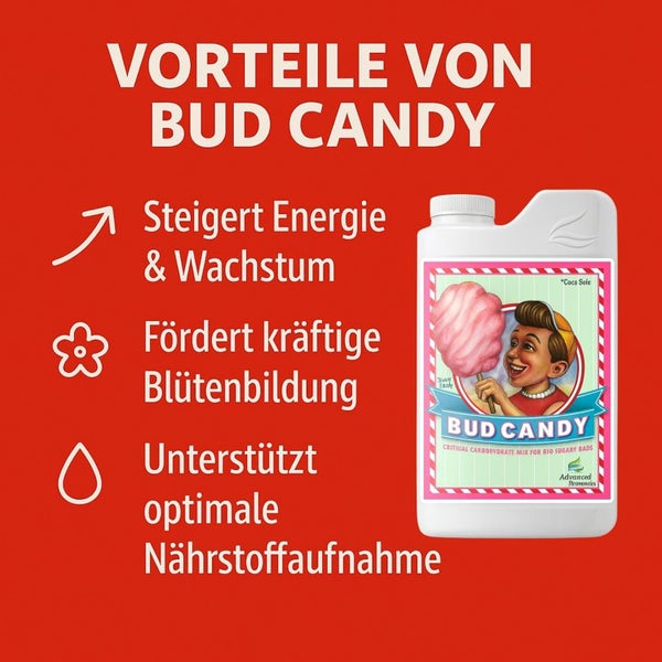Advanced Nutrients Bud Candy: Steigert Energie und Wachstum, fördert Blütenbildung und unterstützt optimale Nährstoffaufnahme.
