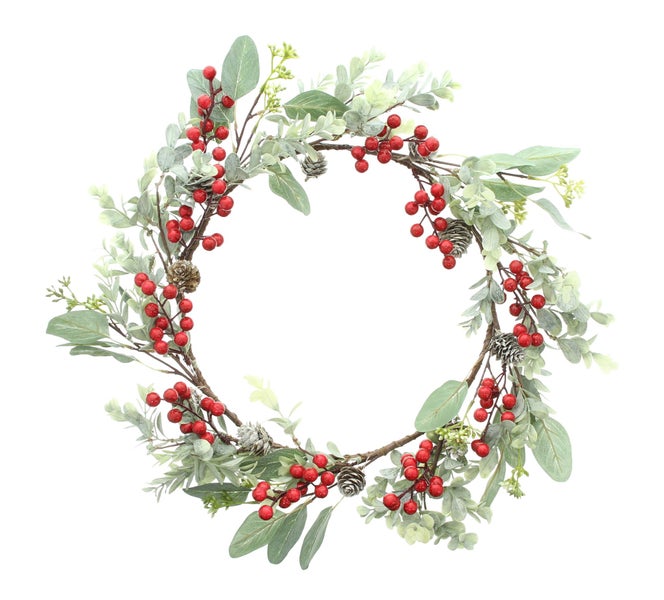 FRANK FLECHTWAREN | Kranz Rote Beeren, D: 46 cm, KUNSTSTOFF