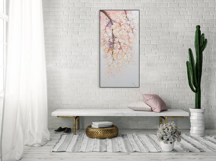 Handgemaltes Gemälde Acrylfarbe 60x120cm Rosa