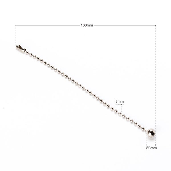 Kugelkette mit den Maßen 160 mm Länge und 3 mm Durchmesser
