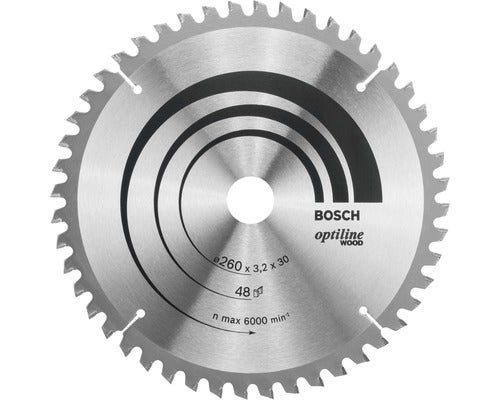 Kreissägeblatt Bosch Optiline Wood 260x30x3,2 mm, Z48
