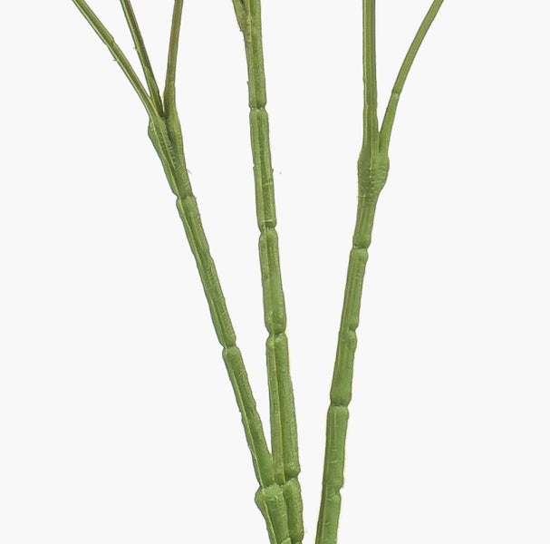 Detailansicht von grünen, segmentierten Stielen einer Kunstpflanze.