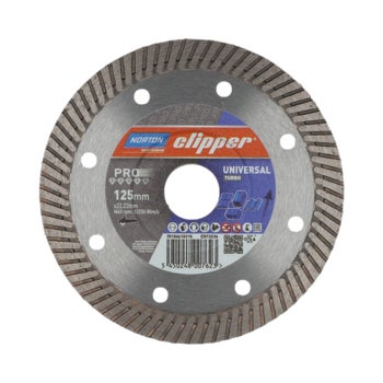 Norton Clipper Diamanttrennscheibe Universal Turbo 125 Millimeter für Winkelschleifer