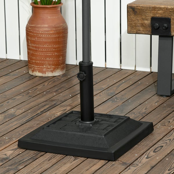 Outsunny Sonnenschirmständer 12 kg Schirmfuß für Ø32/38/48 mm Stangen, Schirmständer für Garten, Balkon, Kunstharz, Schwarz 44 x 44 x 33 cm