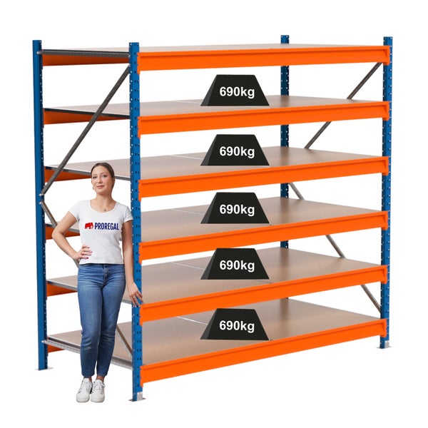 Regal mit fünf Böden, Tragkraft 690 Kilogramm pro Boden