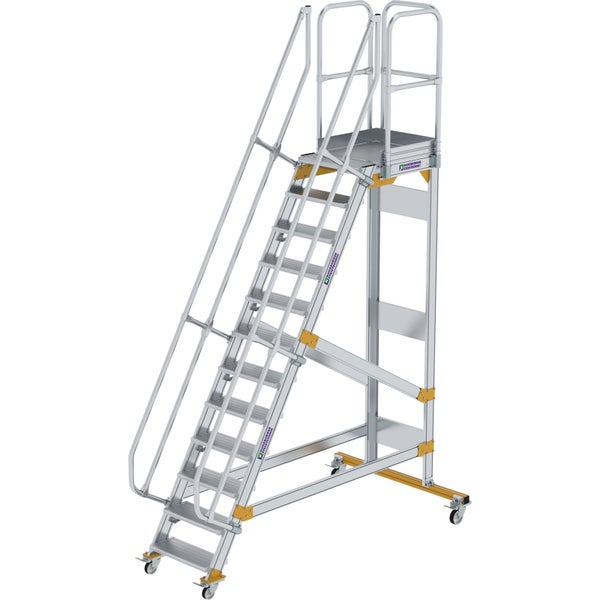 Günzburger Steigtechnik Plattformtreppe 60° fahrbar Stufenbreite 0,6 m 12 Stufen - 600712