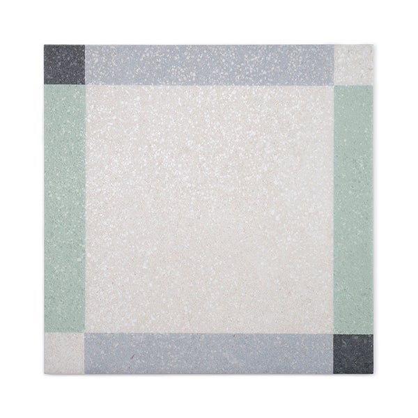 Quadratische Feinsteinzeugfliese mit Terrazzo-Optik und geometrischem Muster für Wand und Boden