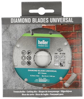 Heller Diamanttrennscheibe Universal 115 Millimeter für Winkelschleifer in Verkaufsverpackung