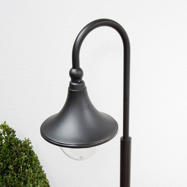 Lindby Außenleuchte Daphne (spritzwassergeschützt (Modern) in Schwarz aus Aluminium (1 flammig, E27) - Wegeleuchte Pollerleuchte Wegelampe Sockelleuchte