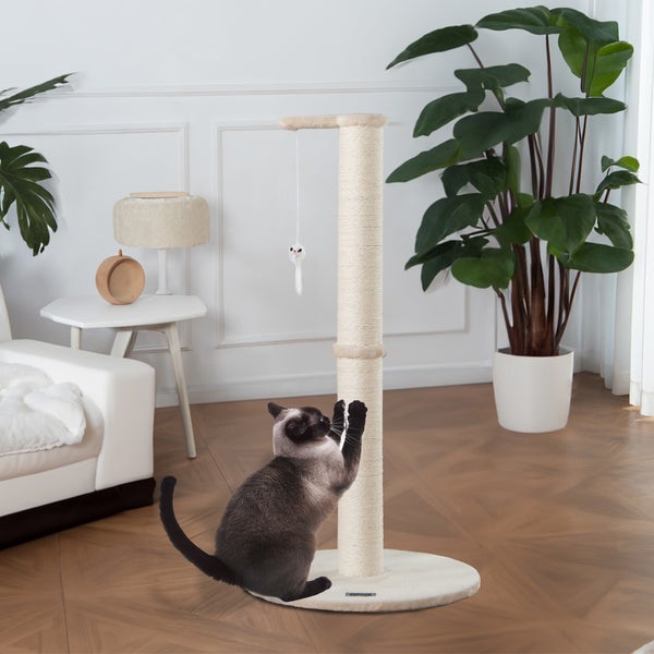 Home Deluxe - Kratzpfosten NEVA - Farbe: Beige, Maße: 101 x 49 x 49 cm, Material: Polyester, Sisal, Gestell: MDF I Katzenbaum Kratzpfosten Kratzstamm