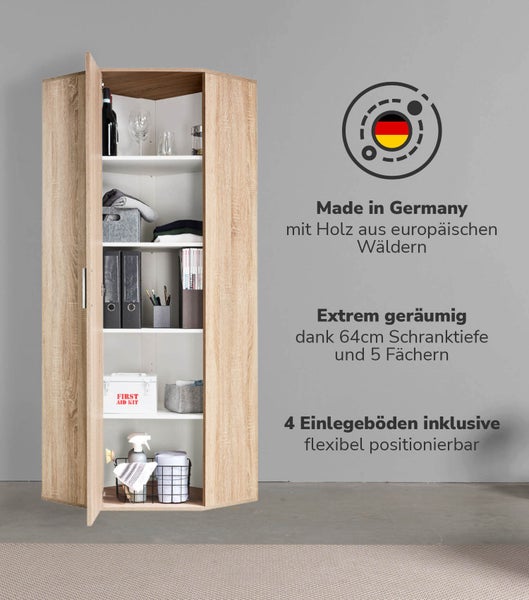 mokebo Eckschrank in Braun 'Der Lange', Schrank, Aufbewahrungsschrank oder Mehrzweckschrank