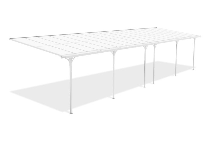Angebaute Pergola/Carport 33m² KLEO 1100L300 Aluminium Weiß