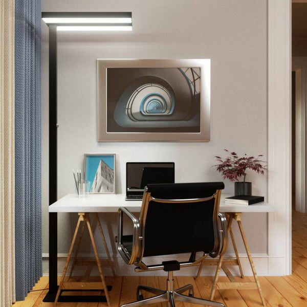 Arcchio LED Büro Stehlampe dimmbar schwarz, Bürolampe Uplight und Downlight Deckenfluter 6000lm 4000K Standleuchte Office Büro-Stehleuchte