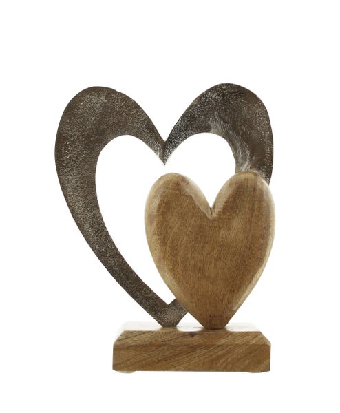 FRANK FLECHTWAREN | Holzdeko Herz in Herz, HOLZ, 21 x 6 x 25 cm