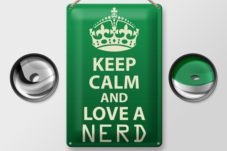 Blechschild Spruch 20x30cm Keep Calm and love a nerd