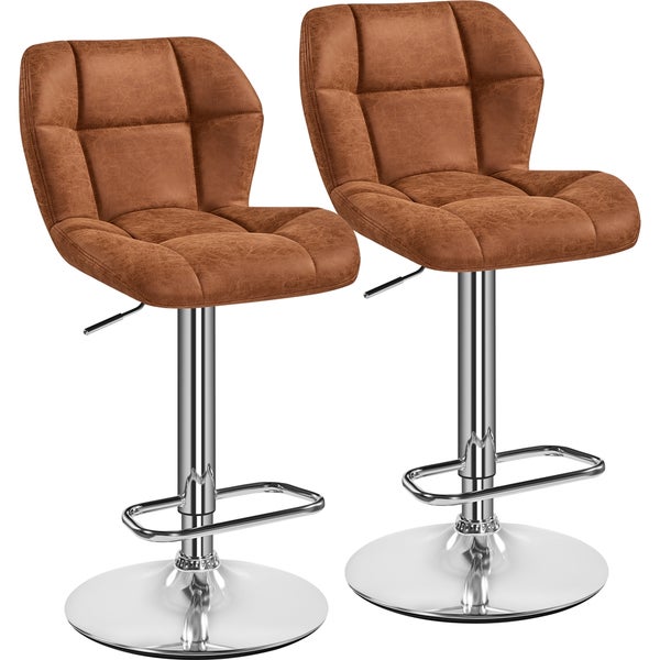 Zwei Barhocker mit Fußstütze und Kunstlederbezug