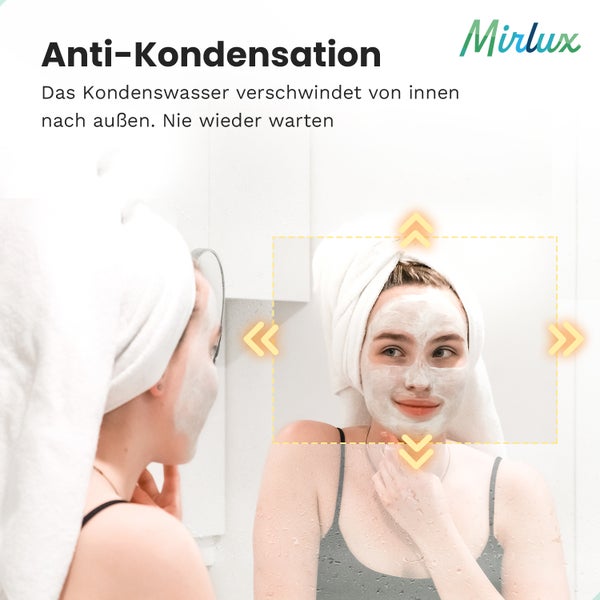 Mirlux Badezimmerspiegel mit LED Beleuchtung, Wandspiegel Rund, Anti Kondensations Duschspiegel 120x80CM