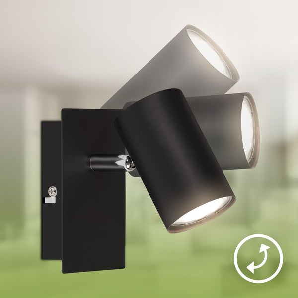 Schwarze Wandleuchte mit zwei verstellbaren Strahlern