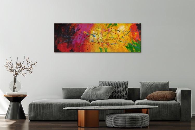 Handgemaltes Gemälde Acrylfarbe 150x50cm Bunt