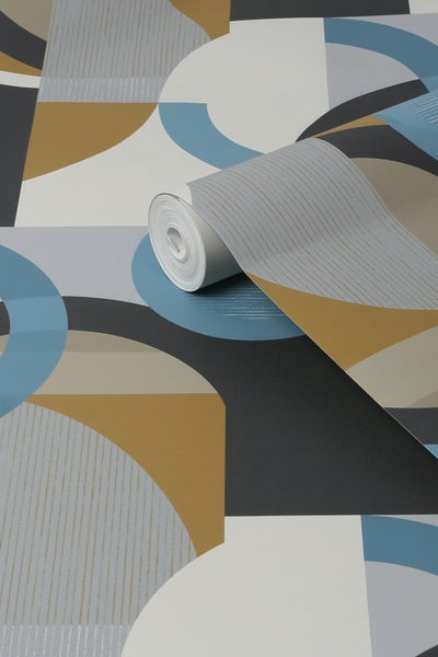 Next Vliestapete | Retro Shapes Geo - Blau - 10mx52cm